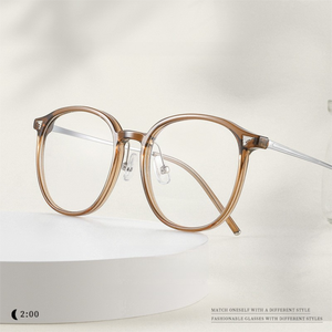 Couleur de <span class=keywords><strong>thé</strong></span> froid femmes montures optiques lunettes en gros Prescription 122608 Tr90 et lunettes rondes en métal montures pour les yeux optiques - Product Image 1