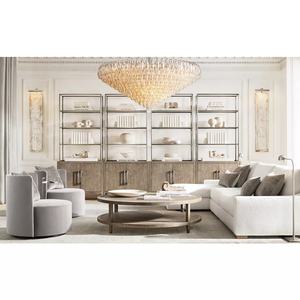 Table basse de salon américaine, table basse ronde en bois recyclé antique avec rangement - Product Image 5