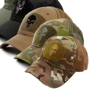HJH146-Gorra deportiva de camuflaje para hombre y mujer, sombrero con visera transpirable, malla lavada, gorra de béisbol, sombrero de papá, Snapback
