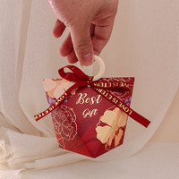 Vente en gros, boîte à bonbons vintage de petite taille avec logo estampage, boîte à chocolat simple avec ruban, mariage, fiançailles