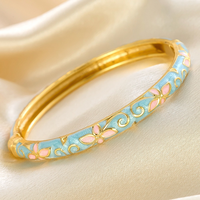 Gelang Rantai Lapis Emas Paduan Logam Tetesan Minyak Warna-warni Segar dan Manis untuk Wanita Gaya Istana Retro