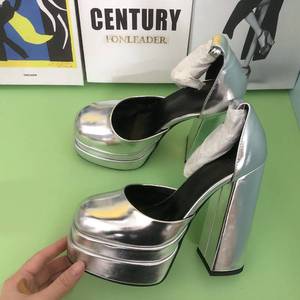 Escarpins Chunky à Plateforme Dorés/Argentés avec Strass pour Soirées et Clubs – Chaussures d'Hiver Tendance à Talons Hauts - Product Image 6