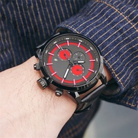 Montre chronographe personnalisée avec logo, bracelet en cuir tendance, texture haute qualité, marque privée OEM, prix abordable