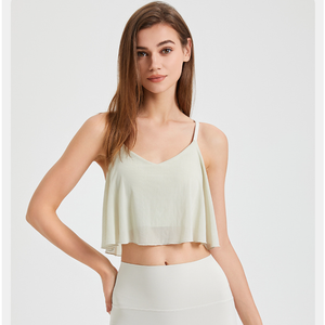 Débardeur Cami en Maille à Volants et Bretelles Croisées pour Femme, Bretelles Fines Ajustables, Coupe Ample, Idéal Yoga et Fitness, Vente en Gros - Product Image 1