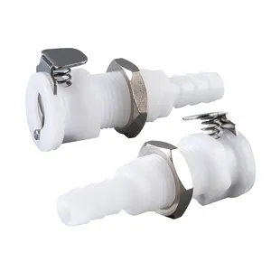 China manufacture 1/8 3/8 plastic hose quick release shut off valve panel mount connector coupling fitting for air water line