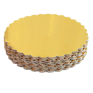 ألواح قاعدة كعكة من الورق المقوى المموج المموجة الذهبية 8/بوصة صينية دائرية مستديرة - Product Image 4