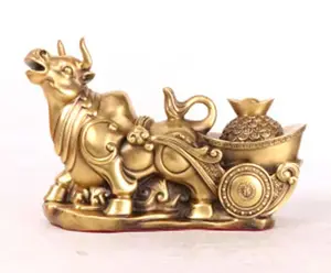 Feng shui Copper Bull Bring Gold Attract Wealth Fortune Luck Gather Wall Street Business Gifts