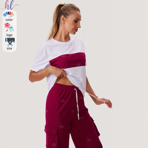 Có Sẵn 2025 Người Phụ Nữ Giản Dị 2 Mảnh Set <span class=keywords><strong>Top</strong></span> Và Quần Denim Set T-Shirt Với Quần Set Cho Hàng Ngày - Product Image 4