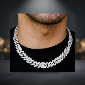 Cadena Cubana de Lujo AAAA de 6mm en Oro Vermeil con Diamantes Moissanita Redondos Blancos de Plata 925 - Product Image 2