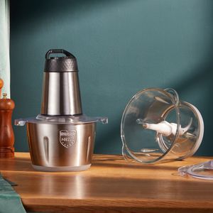 مفرمة لحم كهربائية محمولة جديدة بثلاث سرعات وسعة 2 لتر مع غلاف زجاجي، خلاط متعدد الوظائف لتحضير الطعام للاستخدام المنزلي - Product Image 3