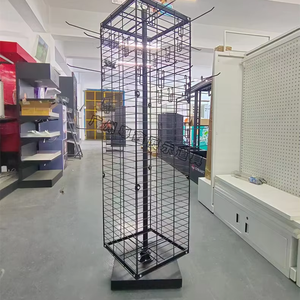 Nouveau modèle de présentoir rotatif numérique pour mobiles - Étagère d'exposition avec panneaux perforés, crochets double face, en fer forgé - Product Image 1