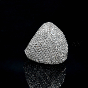 Cadermay 925 스털링 실버 아이스 아웃 Moissanite 타원형 모양 링 힙합 흉상 다운 29mm 큰 크기 타원형 완전 아이스 래퍼 링 남자 - Product Image 3