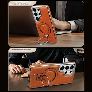 Funda Magnética de Cuero PU con Electrochapado para Samsung S26 S23 S24 Ultra S25 Plus, con Anillo Metálico y Protección Antigolpes - Product Image 5