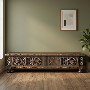 Modern Solid Wood Adjustable Height <b>Sideboard</b> Cabinet-Antique Buffet Dining Room Storage with Large Capacity - Product Image 2