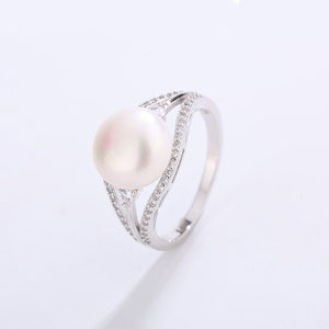 Bague en argent S925 avec perle d'eau douce, design original, ajourée et incrustée de zircone, bijoux pour femmes - Product Image 2