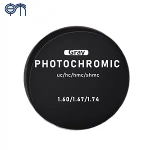 Foto abu-abu Photochromic 1.56/1.61/1.67 biru blok tunggal UV420 SHMC PGX kacamata Aspheric lensa optik untuk mengemudi