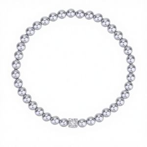 Bracelet populaire rétro de créateur en alliage plaqué platine, vintage, gris et blanc, perlé, fait main, tendance pour femmes - Product Image 4