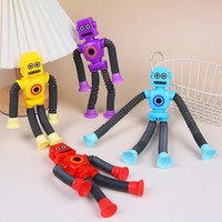 Juguete Antiestrés de Plástico con Ventosa y Tubo Telescópico, Robot Humanoide, para Niños, Alivio de la Ansiedad y el Estrés