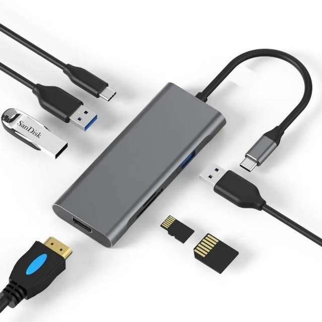 7 In 1 USB C Type C Multifunction Docking Station Hub with HDTV PD USB C Adapter Dock Station for Macbook Pro