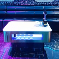 Table basse en verre trempé et marbre éclairé avec sièges en acier inoxydable pour KTV, bars et clubs - Design moderne minimaliste