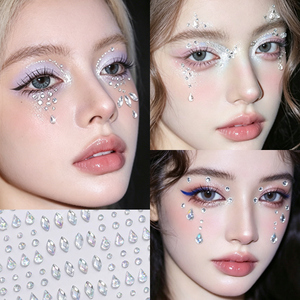 Pegatinas de joyas faciales de diamantes de imitación <span class=keywords><strong>en</strong></span> forma de lágrima, tatuajes de gemas acrílicas de cristal multiforma para ojos y cuerpo, ideales para cosplay de sirena y festivales de música. - Product Image 4