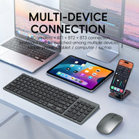 Mini clavier à commutateurs à ciseaux, double mode BT 2.4G, ensemble clavier et souris de bureau, touches multimédias, clavier sans fil rechargeable
