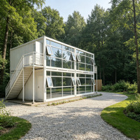 Villa préfabriquée de luxe sur mesure à deux étages, maison modulaire moderne avec mur-rideau en verre et escalier