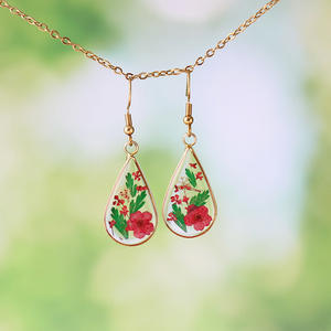 Pendientes clásicos de Navidad resina Aeonium flores reales árbol de Navidad Año Nuevo regalos de joyería creativos - Product Image 4