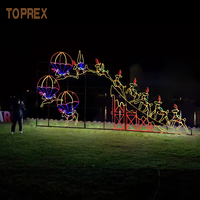 Luces Decorativas Navideñas TOPREX con Forma de Tren de Santa Claus, Iluminación LED Animada en 2D para Exteriores