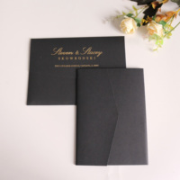 Tarjetas de Invitación de Boda de Acrílico Negro con Bolsillo, Tarjetas de Invitación de Cumpleaños, Tarjetas de RSVP, Tarjetas de Mensajes