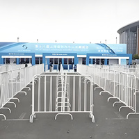 Barrière de contrôle des foules portable, clôture temporaire en métal soudé, bandes rétractables pour les chantiers de construction, modélisation 3D pour piétons