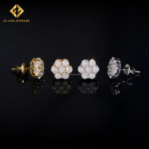 مخزون بكميات كبيرة في مستودع الولايات المتحدة الأمريكية على شكل شهادات GRA برغي ظهر زهرة من من من من الخلف 9 فضة VVS أقراط مرصعة بالهيب هوب الماسية من المويسانيتي - Product Image 5