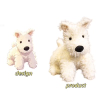 Peluche personnalisée en gros de West Highland White Terrier, réaliste, brodée, en coton PP, jouet en peluche Westie