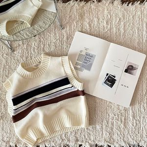 <span class=keywords><strong>Gilet</strong></span> en coton pour bébés filles, pull <span class=keywords><strong>tricot</strong></span>é à rayures pour enfants, vêtements décontractés pour tout-petits garçons, personnalisable - Product Image 6