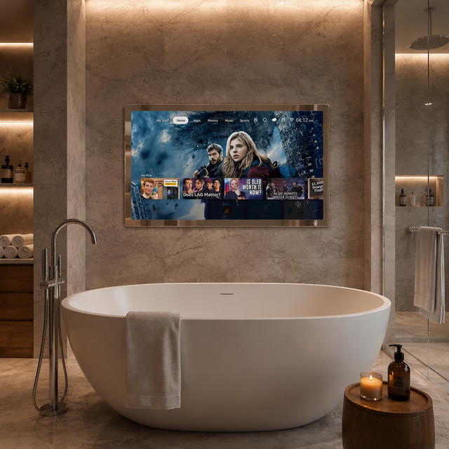 Large Size 42 55 65Inch Mirror Smart TV 4K Ultra HD LED 500cd/ High Brightness Android TV Built-in Google Voice Control Bathroom