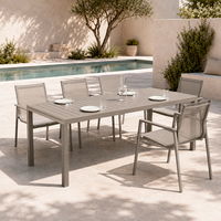 Table de jardin extensible HOMFUL en aluminium, plateau à lattes, drainage rapide, résistante aux intempéries