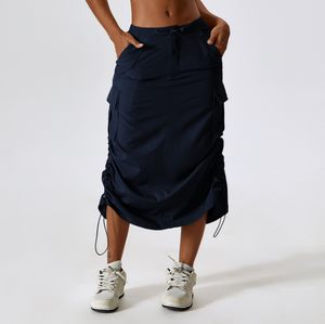 Jupe cargo vintage 2023 pour femme, en crochet, longue, coupe ample rétro avec taille basse et poches, tenue décontractée d'automne - Product Image 3