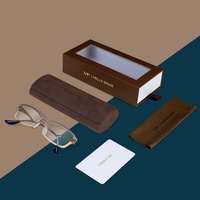Étui rigide pour lunettes de vue en cuir PU et tissu microfibre RPET, style classique à motif uni, cadeau d'affaires de luxe