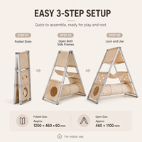 Structure d'escalade pliable pour chat d'intérieur, cadre en aluminium, panneaux en tissu, hamac, tunnel, rangement compact, condo pour chat, maison pour chat, OEM ODM