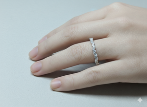 Half <b>Eternity</b> Diamond Band <b>Ring</b> Natural & Lab Grown Diamonds 925 <b>Silver</b> / 10KT 14KT 18KT White Gold Finished <b>Ring</b> - Product Image 5