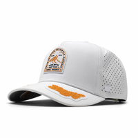 Casquette de golf personnalisée à 5 panneaux Chapeaux de camionneur Casquette de baseball perforée de haute qualité Chapeaux de camionneur imperméables à 5 panneaux avec écusson en caoutchouc PVC