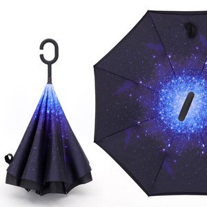Parapluie inversé pliable pour femme, coloré, double, en gros, à bas prix avec logo pour le dropshipping - Product Image 6