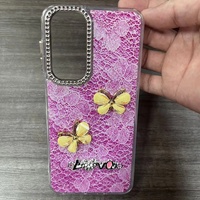 Coque de téléphone de luxe en TPU motif papillon pour Samsung A56 A37 A14 A13 A12 A10 A05 et coque arrière scintillante pour filles pour iPhone 17 16 15 14 13 12 11