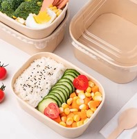 Bol rectangulaire à emporter anti-fuite avec couvercle pour salade, pâtes, riz et repas préparés