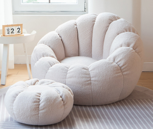 Poltrona Lounge di Lusso in Tessuto di Lana e Velluto Stile Nordico Moderno, Poltrona <span class=keywords><strong>a</strong></span> <span class=keywords><strong>Sacco</strong></span> Ergonomica per Ufficio e Casa, Divano Singolo per Soggiorno - Product Image 5