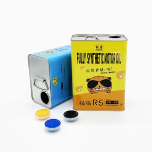 Lata de aceite de motor OEM/ODM de 4L, cuadrada, de hojalata con acabado lacado, con asa metálica y tapa de plástico, impresión offset - Product Image 5