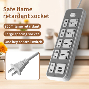 Salidas Enchufe estándar universal Enchufe de cable de extensión múltiple Enchufe de extensión múltiple con 2 puertos USB <span class=keywords><strong>Regleta</strong></span> de alimentación - Product Image 4