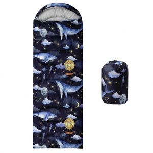 Sac de couchage portable et chaud pour enfants et adultes, imprimé ciel étoilé, avec sac de compression pour le camping et les voyages - Product Image 1