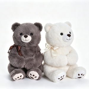 Ours en peluche gris et blanc personnalisé, ours en peluche avec nœud en ruban, ensemble de deux ours en peluche, ours en peluche avec empreinte de patte - Product Image 6