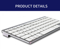 HT ABS Keyboard Mini Laptop, tata letak Qwerty logam Keyboard Mini nirkabel gigi biru untuk Laptop